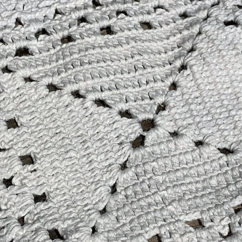 White Crochet heavy rectangular Tablecloth 37 x 44” vintage